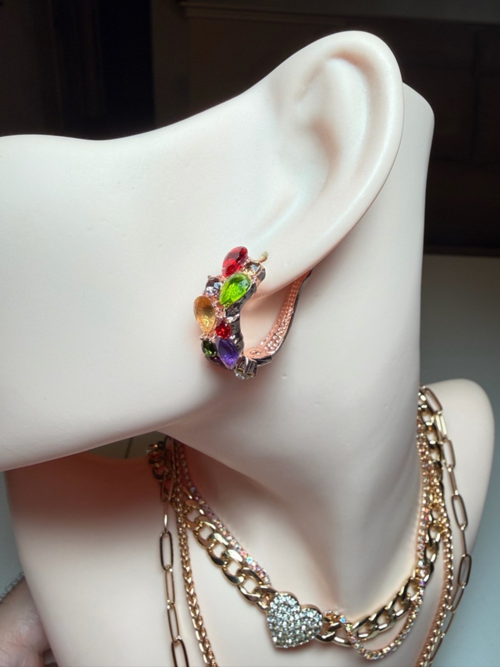 Mona Lisa Zircon Multi Gems Earrings. - Picture 6 of 10